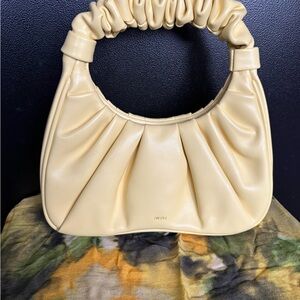 JW PEI Light Cream Ruched Handle Shoulder Bag